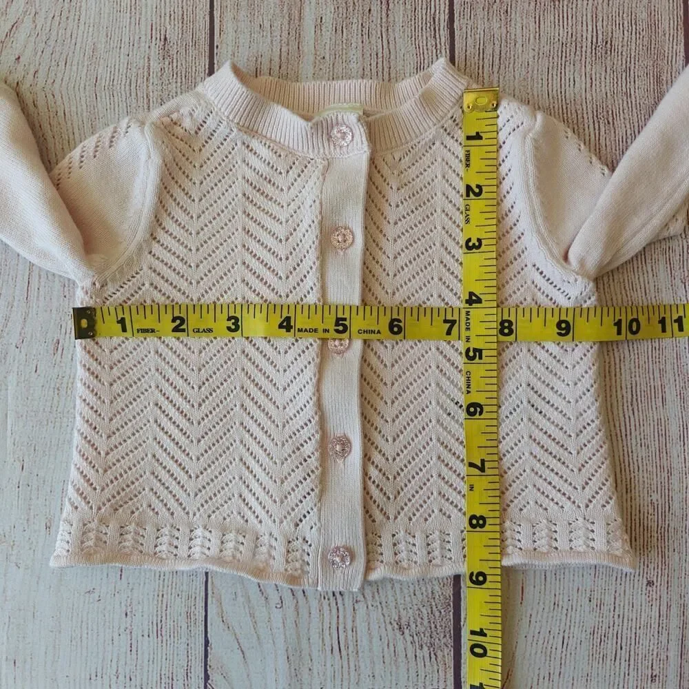 Baby B'gosh Pointelle Button-Front Sweater Knit Cardigan 3 mo - Picture 9 of 12